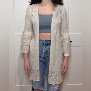 LC Lauren Conrad Cream Open-Front Cardigan